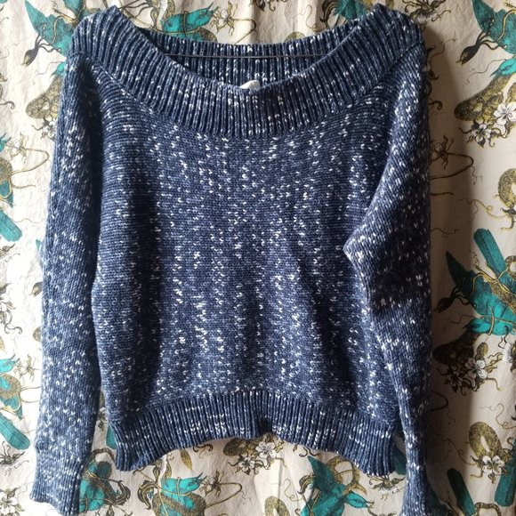 Gap Off the Shoulder Winter Blue Space Dye Sweater (XS) - Picture 3 of 8